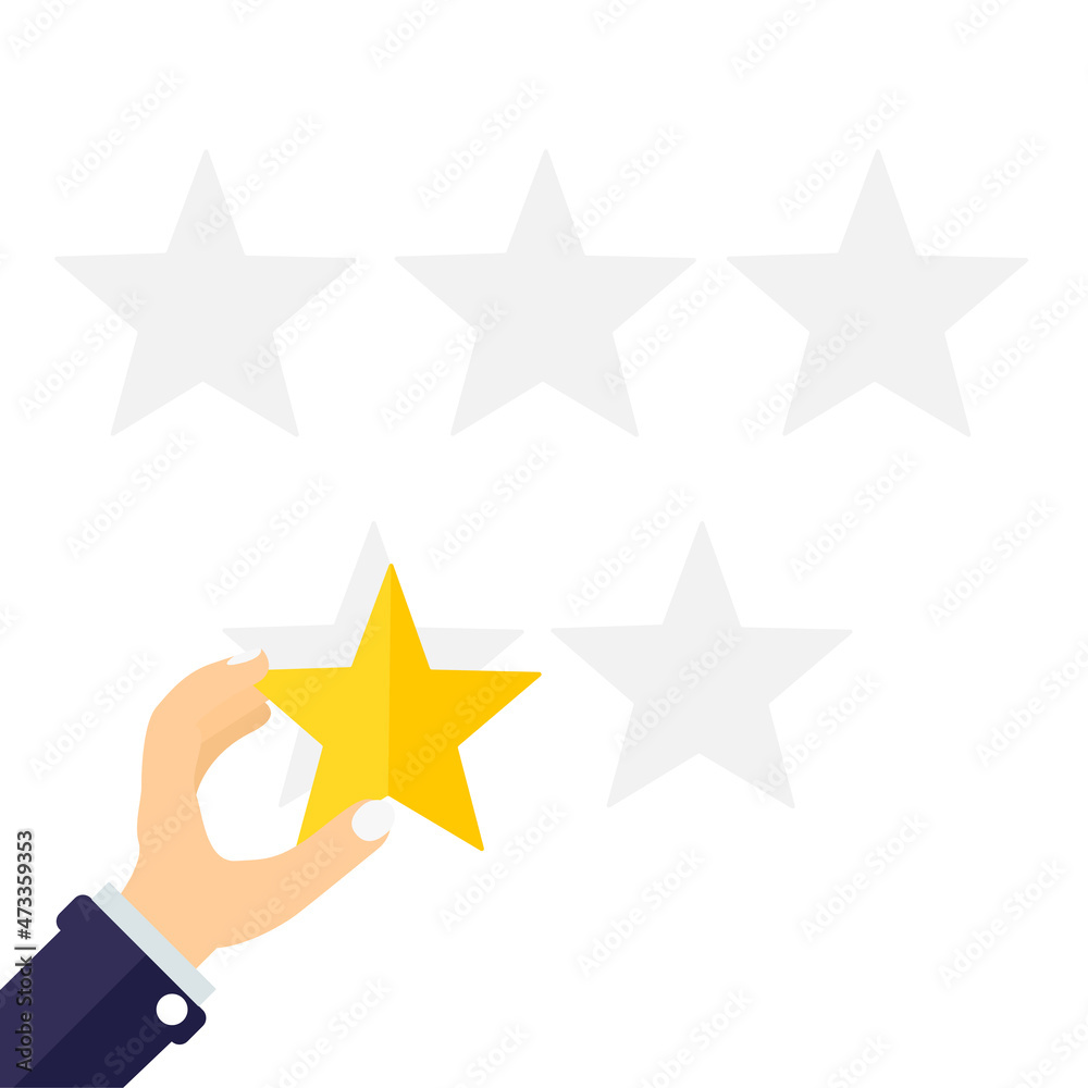 Customer feedback rating. Positive review on the Internet, rating of goods or services. Vector illustration Customer feedback rating. Positive review on the Internet, rating of goods or services. Vector illustration