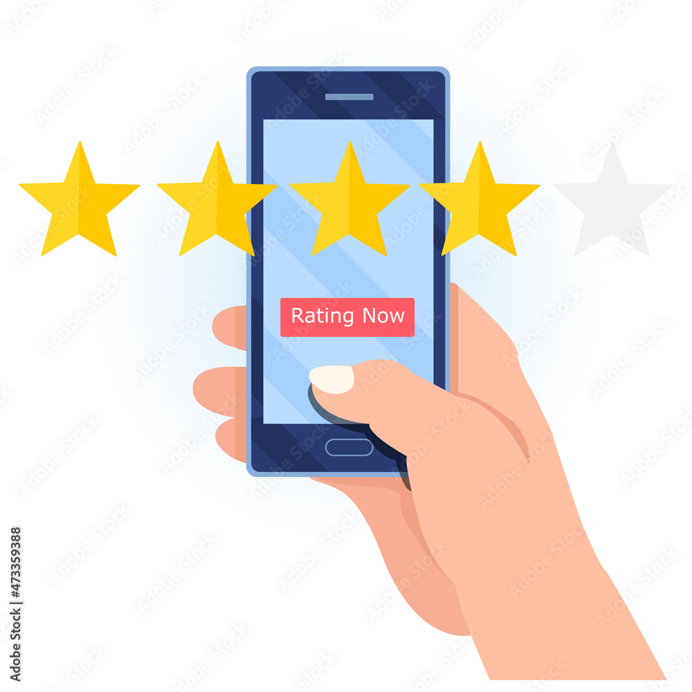 Customer feedback rating. Positive review on the Internet, rating of goods or services. Vector illustration Customer feedback rating. Positive review on the Internet, rating of goods or services. Vector illustration