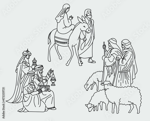 Biblical elements for postcards or Christmas designs. Suitable for postcards, patterns and Christmas designs.
