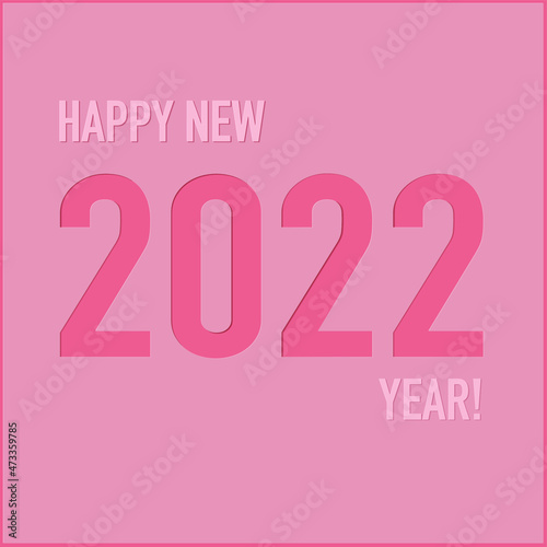 New year card 2022 in paper cut aut style. The color can be changed.