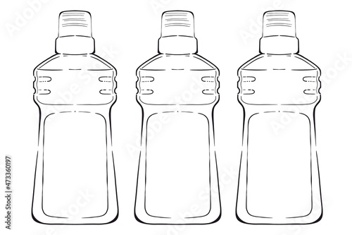 Plastic detergent bottles black contour