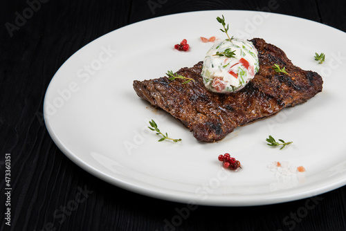 Grilled skirt beef meat ste...
