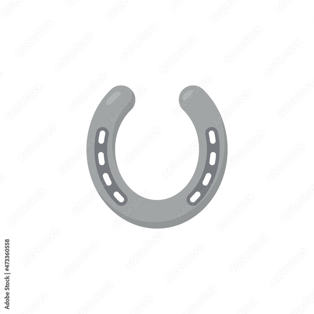 Horseshoe luck fortune amulet flat vector illustration isolated on white. Horseshoe luck fortune amulet flat vector illustration isolated on white.