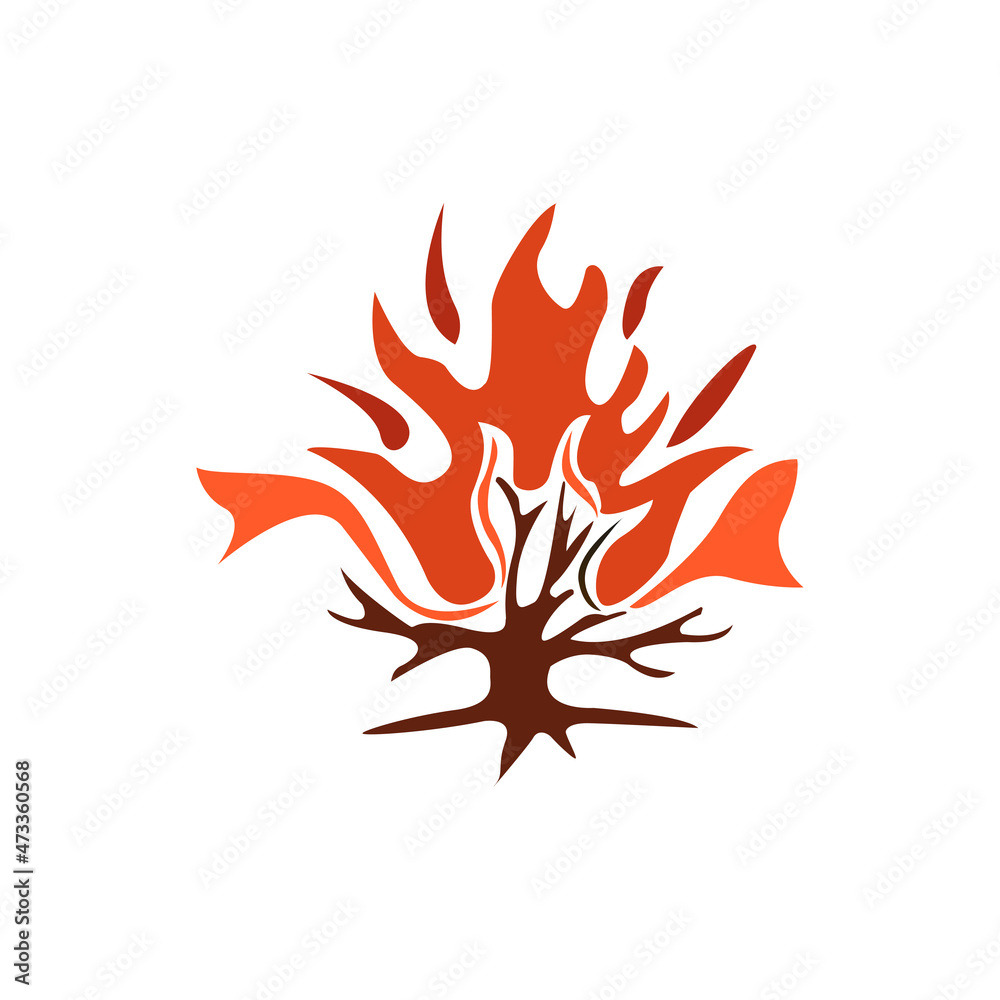 icon of a burning tree, vector illustration icon of a burning tree, vector illustration