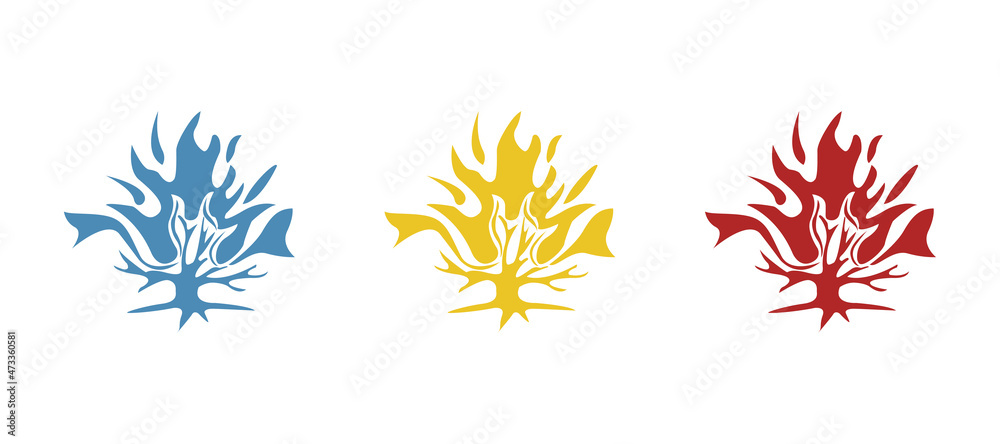 icon of a burning tree, vector illustration icon of a burning tree, vector illustration