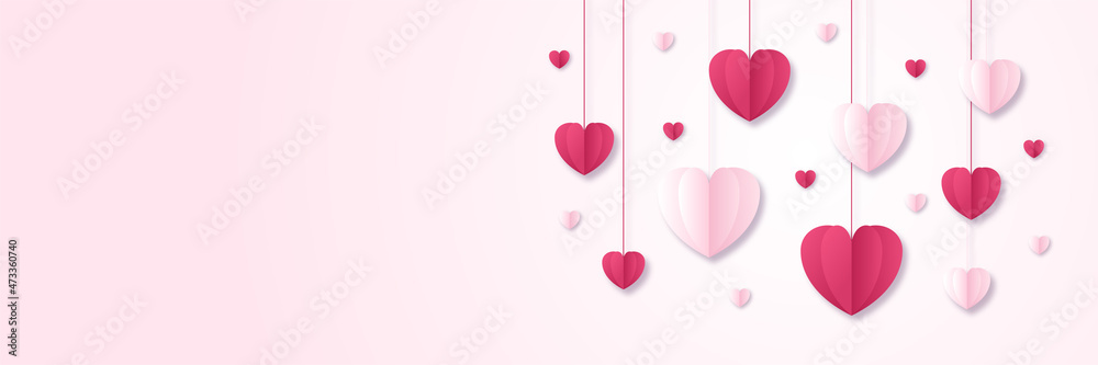 Happy valentine day with creative love composition of the hearts. Design for special days, women's day, valentine's day, birthday, mother's day, father's day, Christmas, wedding, and event celebration