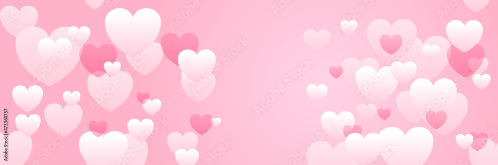Love valentine's banner background template with hearts. Design for special days, women's day, valentine's day, birthday, mother's day, father's day, Christmas, wedding, and event celebrations.