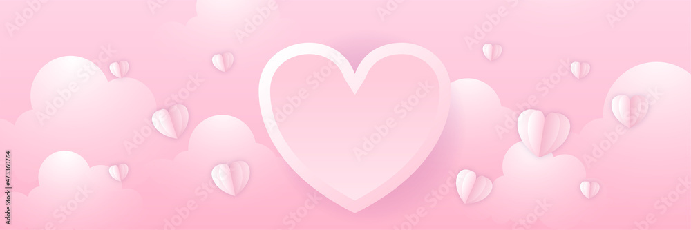 Love valentine's banner background template with hearts. Design for special days, women's day, valentine's day, birthday, mother's day, father's day, Christmas, wedding, and event celebrations.