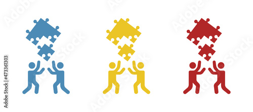 people make up puzzle icon, vector illustration