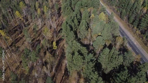 Flight over the river Siberia
