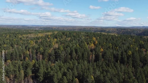 Flight over the river Siberia