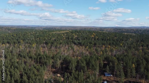 Flight over the river Siberia