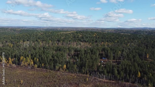 Flight over the river Siberia
