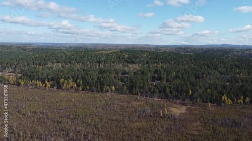Flight over the river Siberia