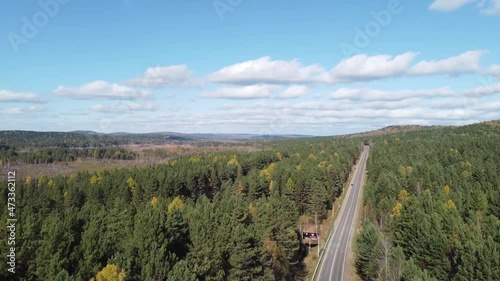 Flight over the river Siberia