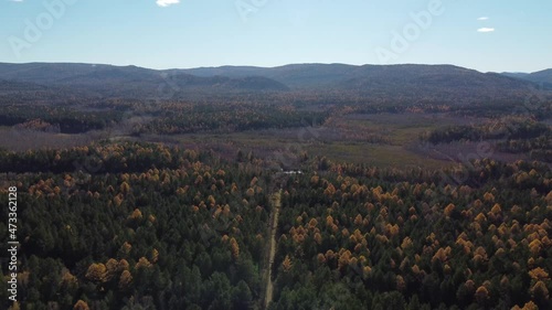Flight over the river Siberia