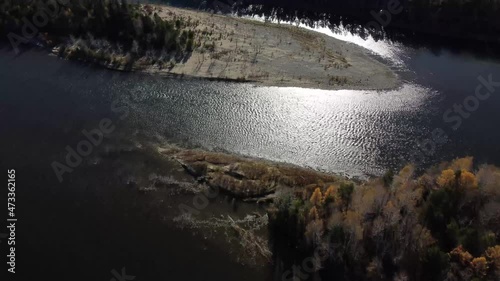 Flight over the river Siberia