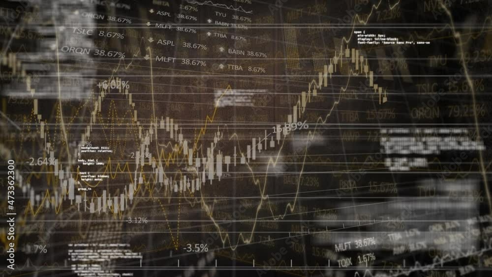 Animation of data processing and diagrams on black background Animation of data processing and diagrams on black background