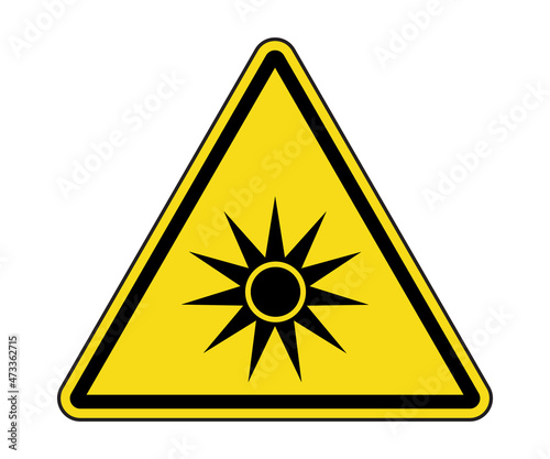 Optical Radiation Warning Label. International Warning Optical Radiation Hazard Symbol.