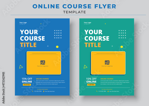 Course Flyer Template, Online Class Flyers, Education Flyer, Online Course Flyers, and poster