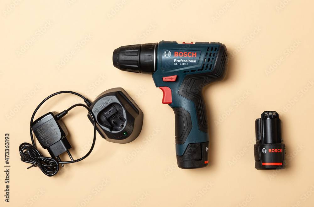 Cordless screwdriver bosch professional gsr 120-LI Stock Photo | Adobe Stock