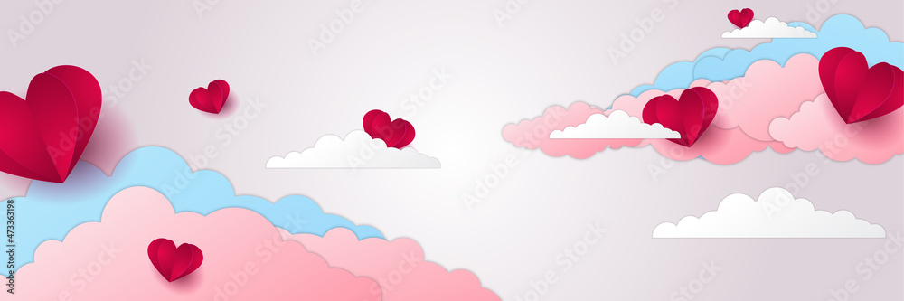 Love valentine's banner background with hearts. Design for special days, women's day, valentine's day, birthday, mother's day, father's day, Christmas, wedding, and celebrations. Vector illustration