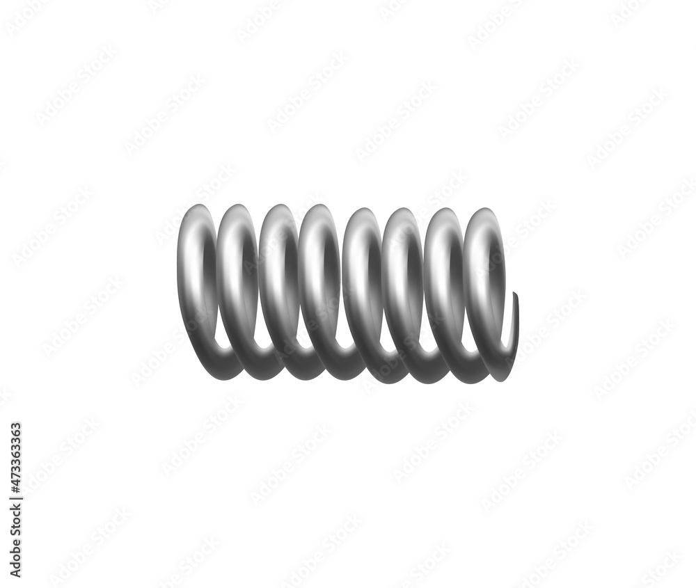 Helical compression spring, realistic 3D model. Machine detail, compressed coil spring made of steel or iron. Helical compression spring, realistic 3D model. Machine detail, compressed coil spring made of steel or iron.