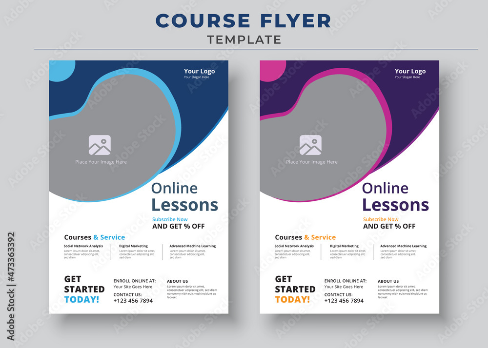 Course Flyer Template, Online Class Flyers, Education Flyer, Online Course Flyers, and poster