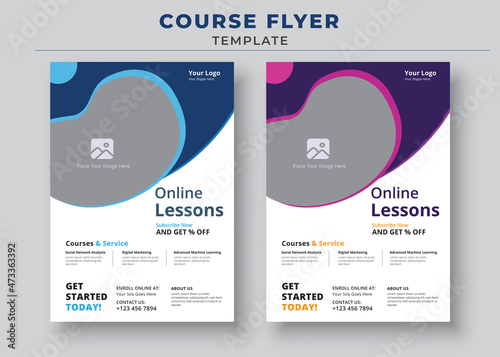 Course Flyer Template, Online Class Flyers, Education Flyer, Online Course Flyers, and poster