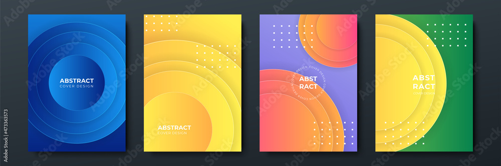 Abstract vector covers design template. Geometric blue yellow orange green gradient background. Background for decoration presentation, brochure, catalog, poster, book, magazine