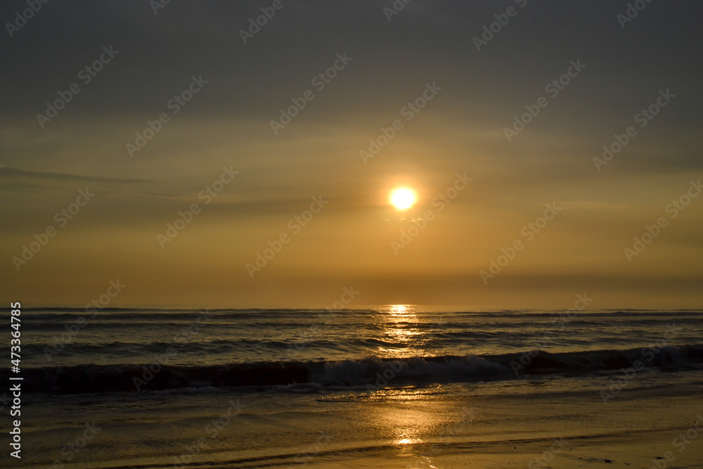 sunset in lima beach peru.