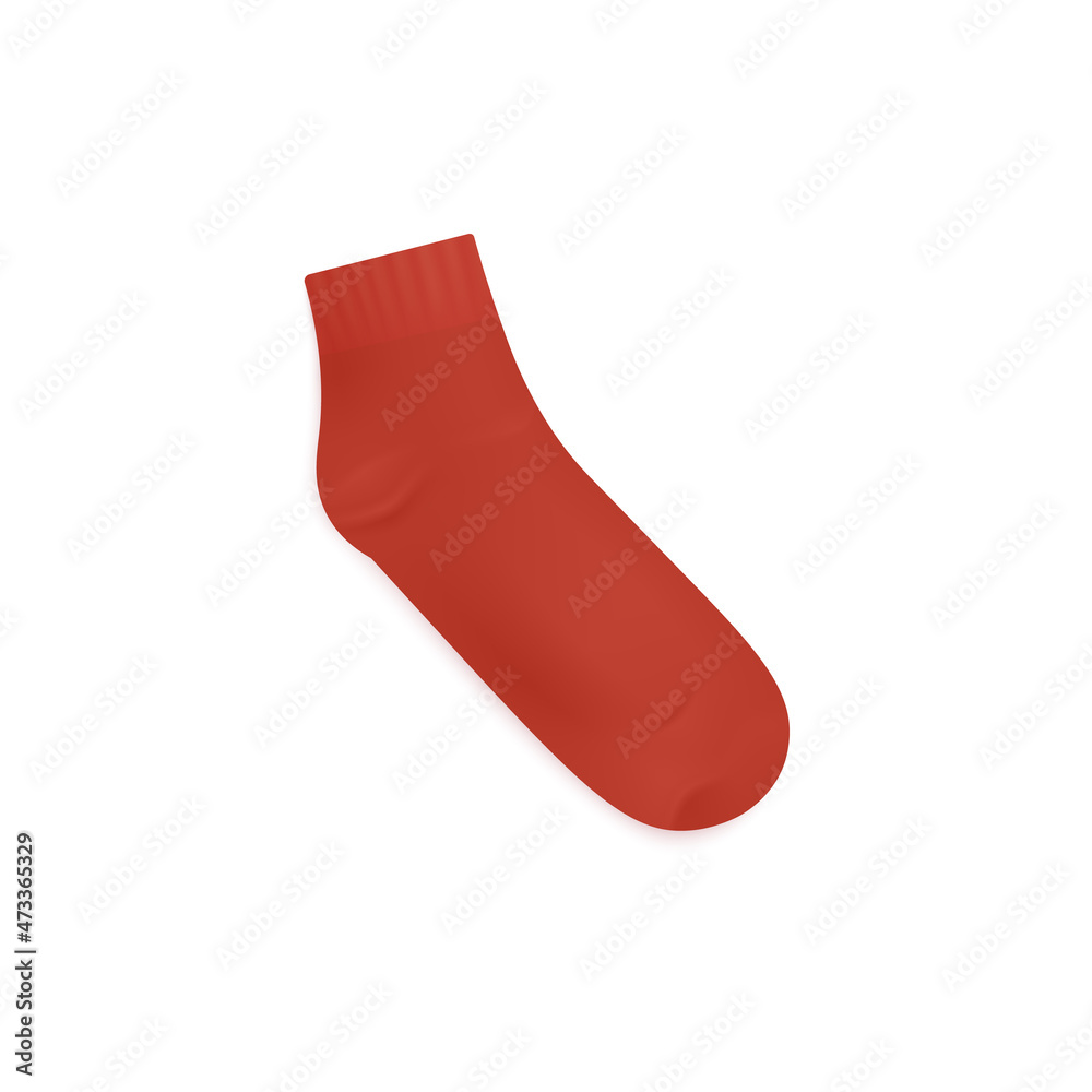 Mockup of red short sock to ankle, realistic vector illustration isolated. Mockup of red short sock to ankle, realistic vector illustration isolated.