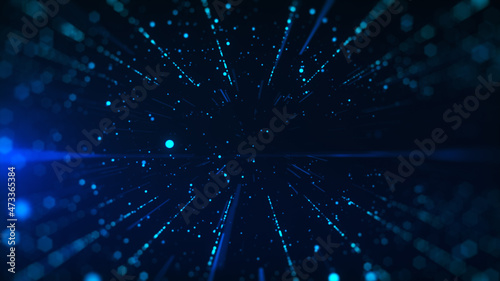 Abstract background with moving and particles. Wave modeling. © Motionic Studio