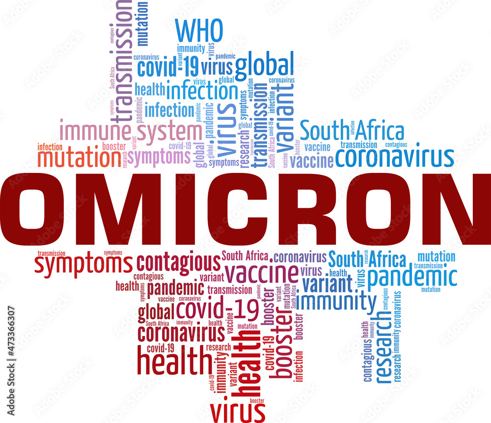 Omicron variant of Covid 19 conceptual vector illustration word cloud isolated on white background. Omicron variant of Covid 19 conceptual vector illustration word cloud isolated on white background.