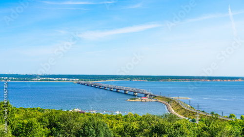 A bridge across the Volga river  in Ulyanovsk, Russia.