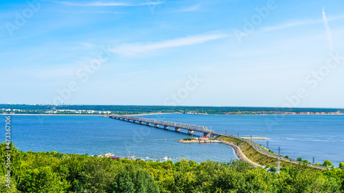A bridge across the Volga river  in Ulyanovsk, Russia. © EwaStudio