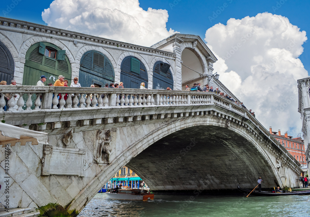 Rialto bridge over Grand canal in Venice