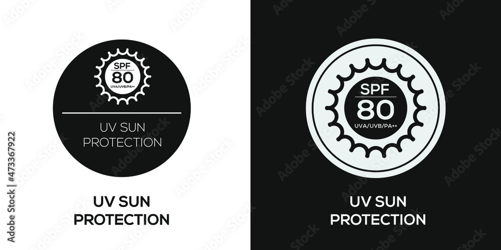 Creative (SPF 80) UV protect icon, Vector sign.