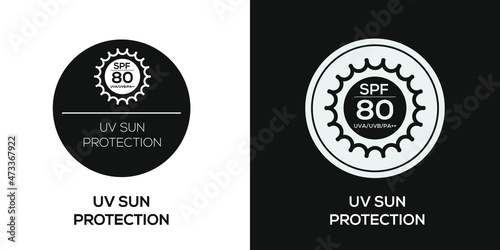 Creative (SPF 80) UV protect icon, Vector sign.