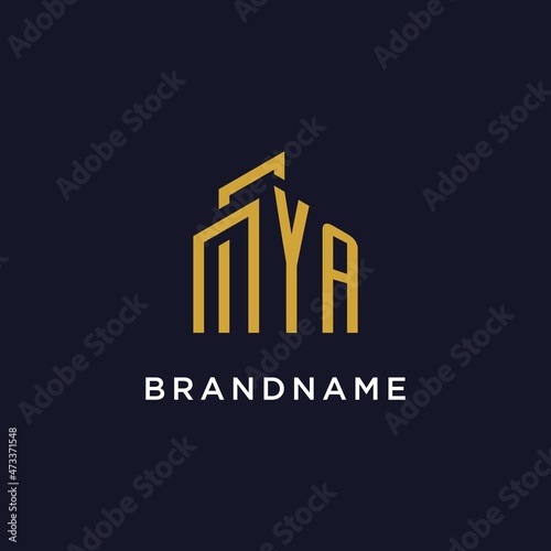 YA initial monogram with building logo design