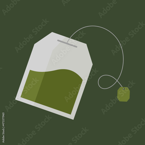 isolated herbal Green tea bag with label vector logo icon illustration design 
