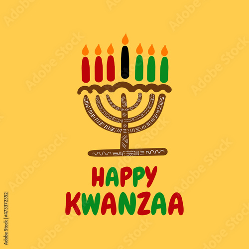  Happy Kwanzaa banner, social media post African American traditional celebration, vector