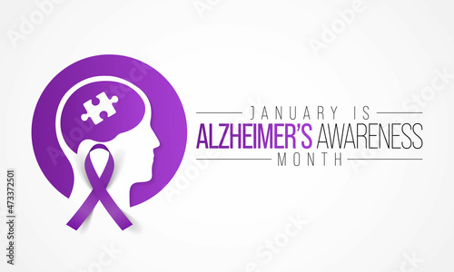 Alzheimer's awareness month is observed every year in January, is a progressive neurologic disorder that causes the brain to shrink (atrophy) and brain cells to die. Vector illustration