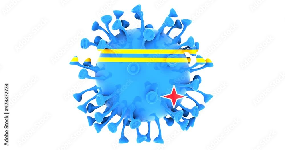 Flag of Aruba on Seamless looping 3D animation of the covid-19 Corona Virus 4K UHD 60FPS Flag of Aruba on Seamless looping 3D animation of the covid-19 Corona Virus 4K UHD 60FPS