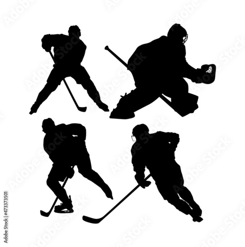 silhouettes of hockey players