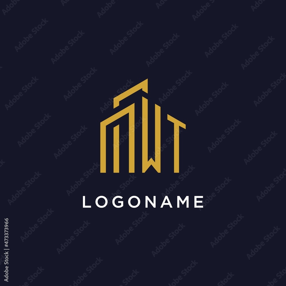 WT initial monogram with building logo design Stock Vector | Adobe Stock