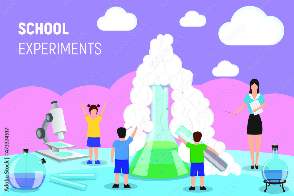 Children conduct interesting school experiments. Children conduct interesting school experiments.