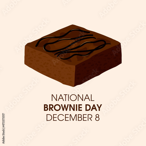 National Brownie Day vector. One slice of chocolate brownie cake icon vector. Sweet chocolate pastry icon. Brownie Day Poster, December 8. Important day