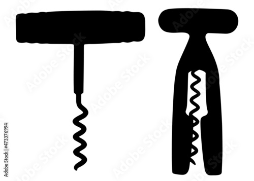 Large bottle corkscrews. Vector image.