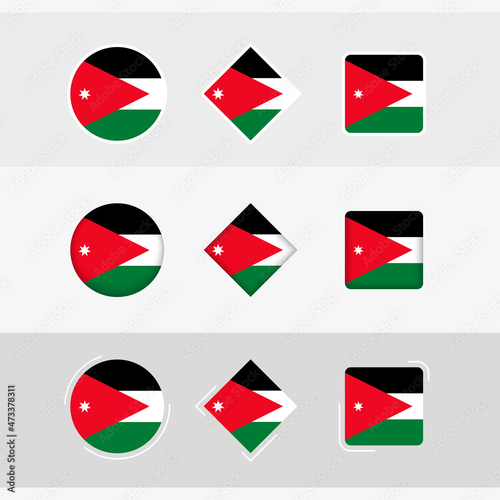 Jordan flag icons set, vector flag of Jordan. Jordan flag icons set, vector flag of Jordan.